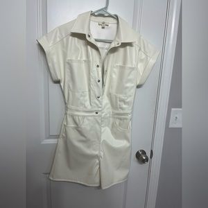 Off white faux leather romper